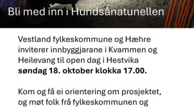 Lenkje til artikkel: Open dag - Hundsånatunellen 18.10.2026